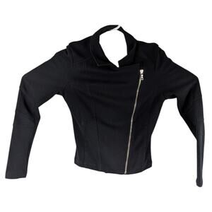 EXPRESS Moto Jacket Black Textured Womens size Small Knit Fabric Zip Motorcycle